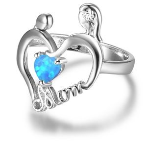 Mom Jewelry Love Her Heart Blue Opal Stone Jewelry